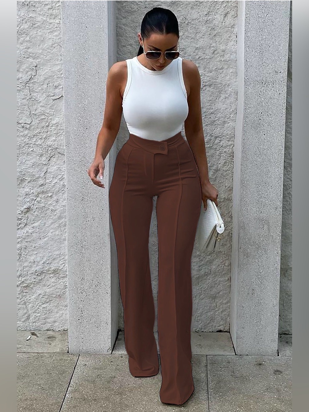 NWT Fashion Nova Chocolate Brown Wide Leg Pants Size Medium (Back in Stock)